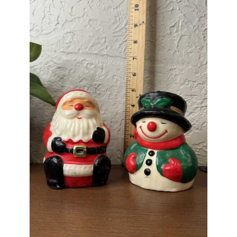 Vintage Pair Of Unused Christmas Candles ~ Santa And Snowman